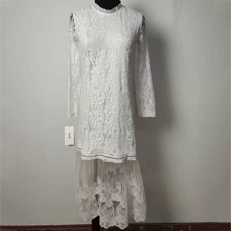 Long Sleeves Ladies Elegant Dresses , Straight Fit Crochet Lace Flower Girl Dress