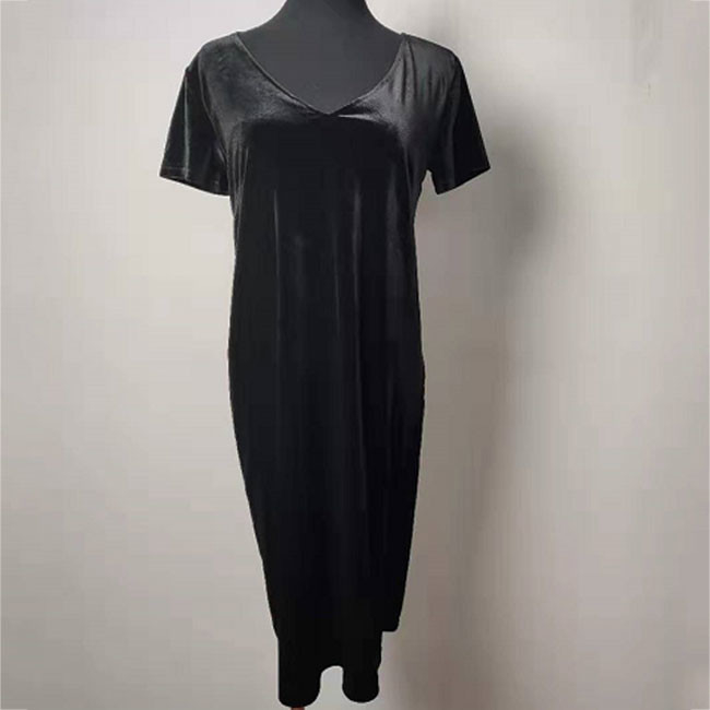 Black Velvet Ladies Elegant Dresses Short Sleeve For Banquet / Night Party