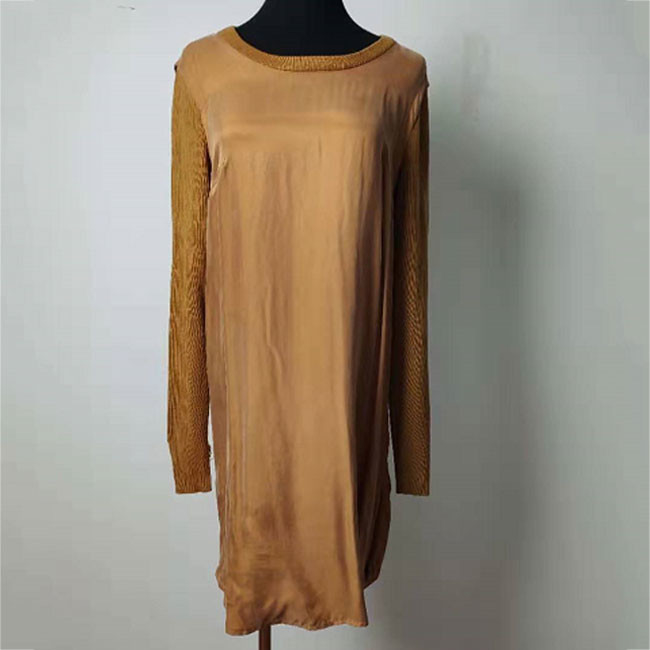 Knit Sleeves Ladies Elegant Dresses , Cupro Knee Length Casual Dresses