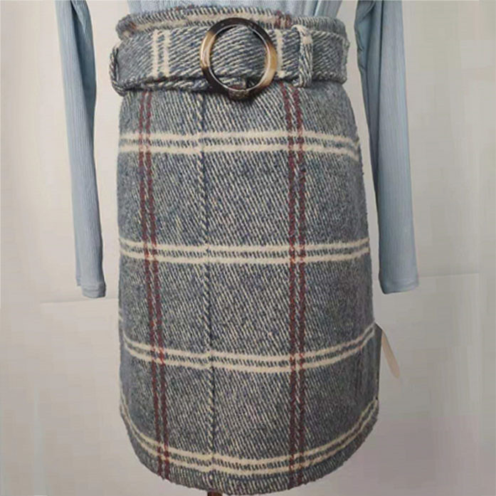 Thickened Women's High Waisted Plaid Skirt Anti Static For Autumn / Winter