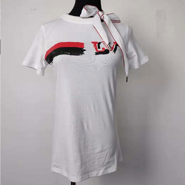 Short Sleeves Ladies Fashion Wear , Comfortable Bow Tie Ladies Cotton T Shirts