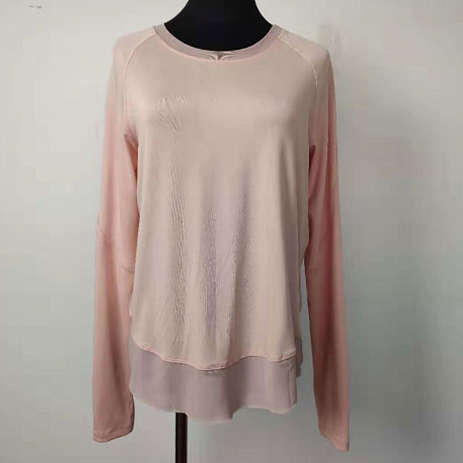 Sexy Mesh Breathable Sustainable Athletic Wear , Long Sleeve Yoga Tops For Women
