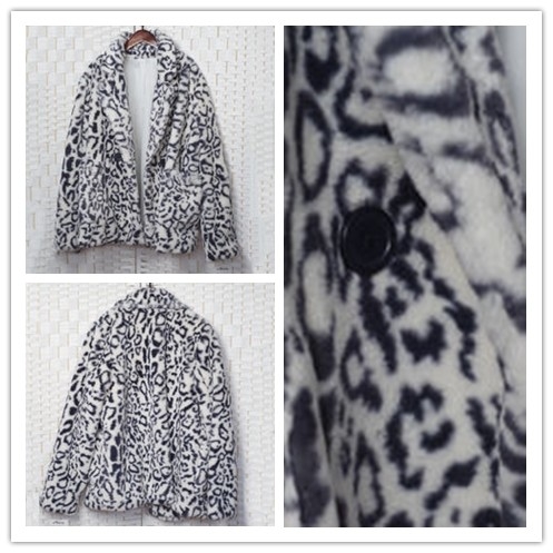 100% Polyester Cropped Womens Faux Fur Leopard Coat Soft And Warm