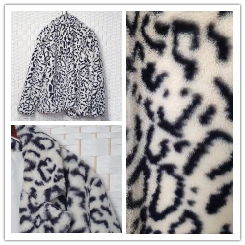 Womens Faux Fur Jacket , Water Resistant Fake Fur Leopard Coat