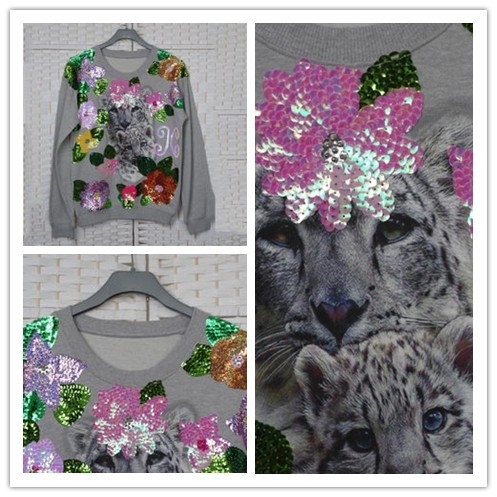 Digital Printing Customized Polo T Shirts / Pullover With Sequin Beading