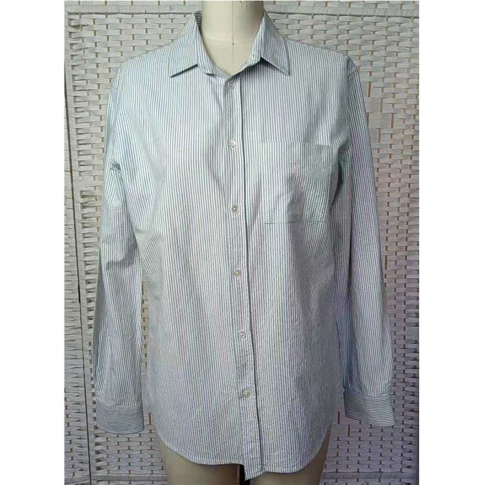 Men'S Cotton Shirt 100% Cotton White Vertical Stripes Formally And Comfortable
