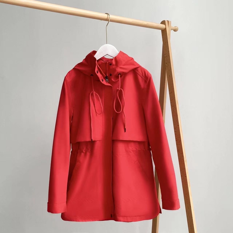 Women'S Hooded Windproof Jacket Windbreaker 100% Polyester Fiber